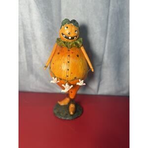 Vintage Halloween Pumpkin Folk Art Gourd Figure Ghosts Whimsical 14.5” *READ